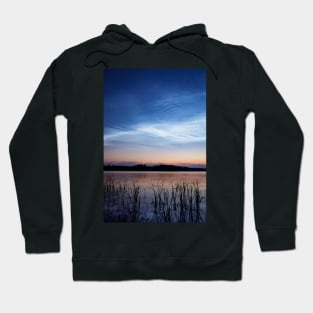 Night shining clouds over lake in Finland Hoodie